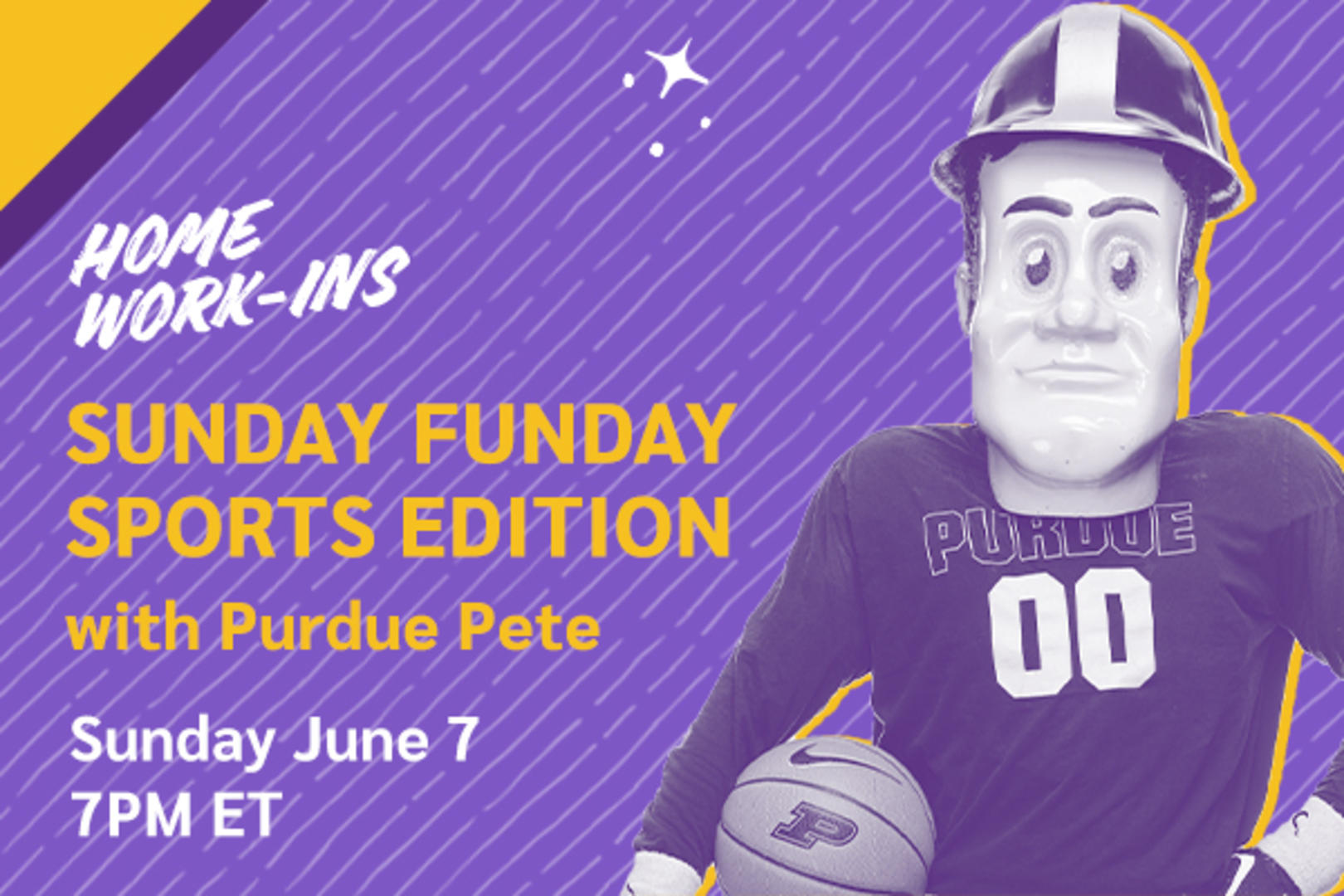 Image showing the copy Sunday 7PM ET - Sunday Funday Sports Edition with Purdue Pete